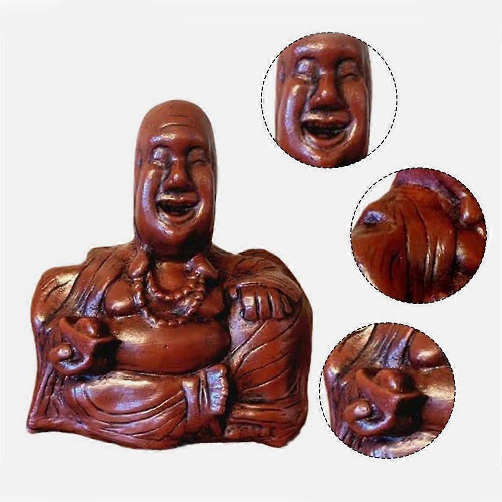 Holz Buddha Flip Buddha Mittelfigur Schnitzerei Statue Lachend Handgeschnitzt