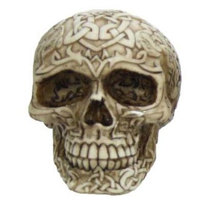 [R6680] - Estatueta de resina 'Caveira' bege (tribal celta) - 95x67x65mm