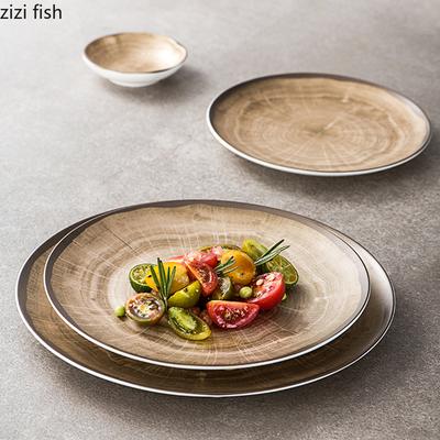 Retro Ovenveranderingen Keramisch Ondiep Bord Restaurant Dessertbord Saladepbord Steakborden Moleculaire Keuken Presentatieborden