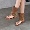Flip Flops Sandals Fashionable And Versatile Cow Suede Women's Flat Short Boots