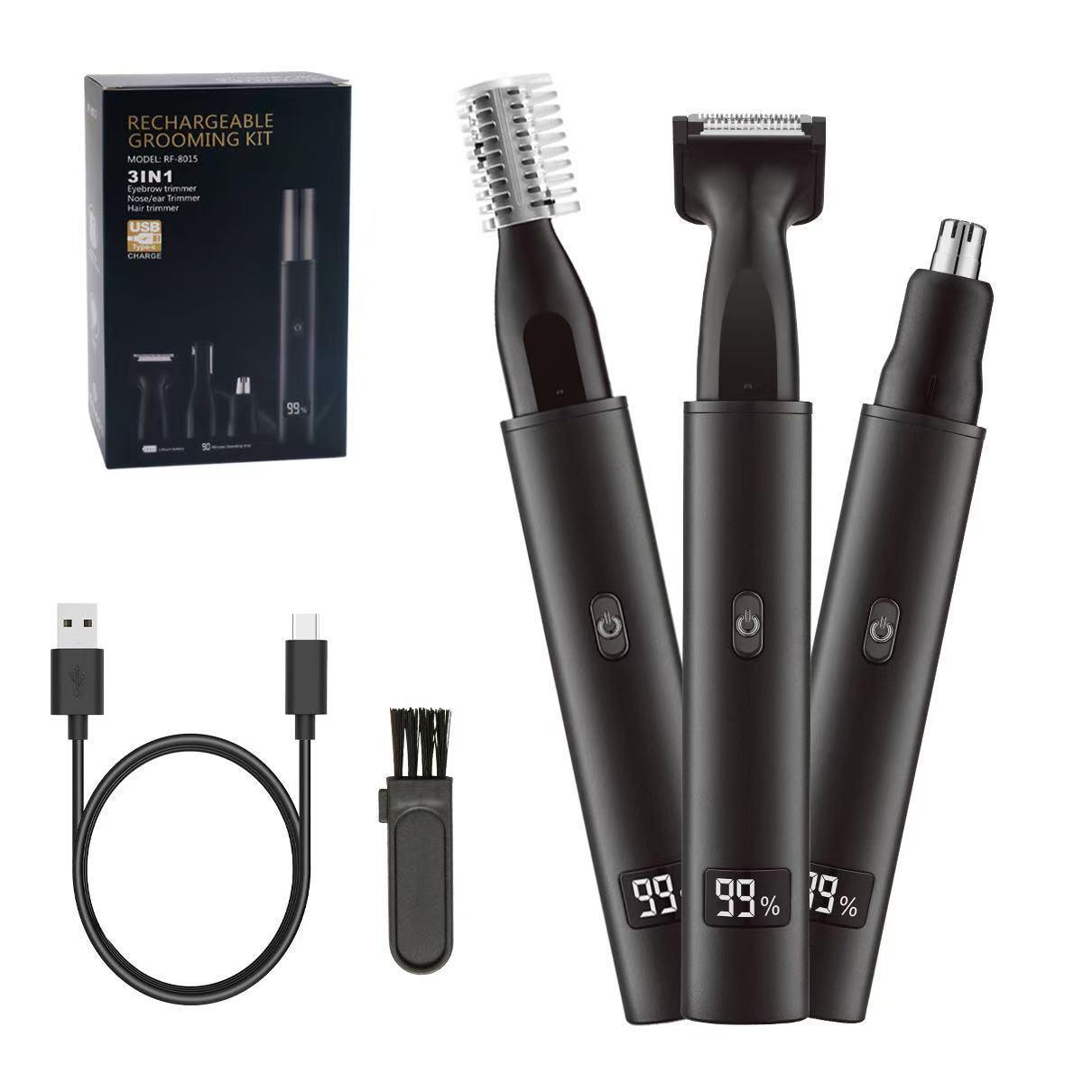 Rechargeable Multi-Functional Type-C Men s Grooming Kit: 3-in-1 Electric Nose Hair Trimmer