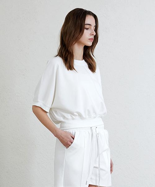 Reina Mora Recycled Crop Half Sweatshirt Ivory L