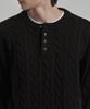 WORK ON BODY OFF Tord Semi-Overfit Cable Henley Neck Knit [Black]