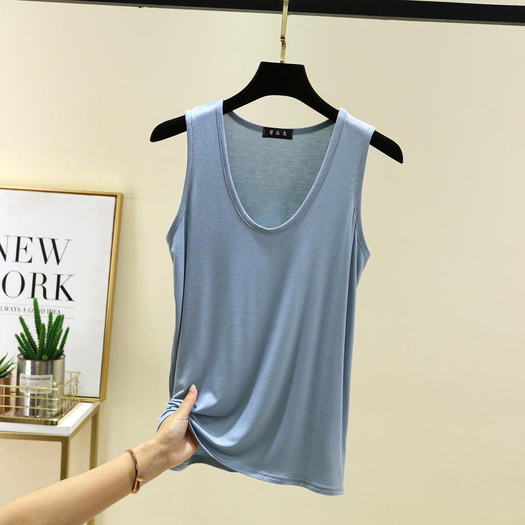 Plus Size L To 6XL Modal Women's Tank Tops U-Neck Summer Thin Sleeveless Bottomed Top Loose Tee Tops All Match Vest Comfort Homewear