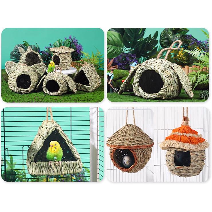 Grass Bird Nest Hangable Nest House Bird Cage Small Birdcages Tent Outdoor Garden Sleep Nest for Wildlife Bird