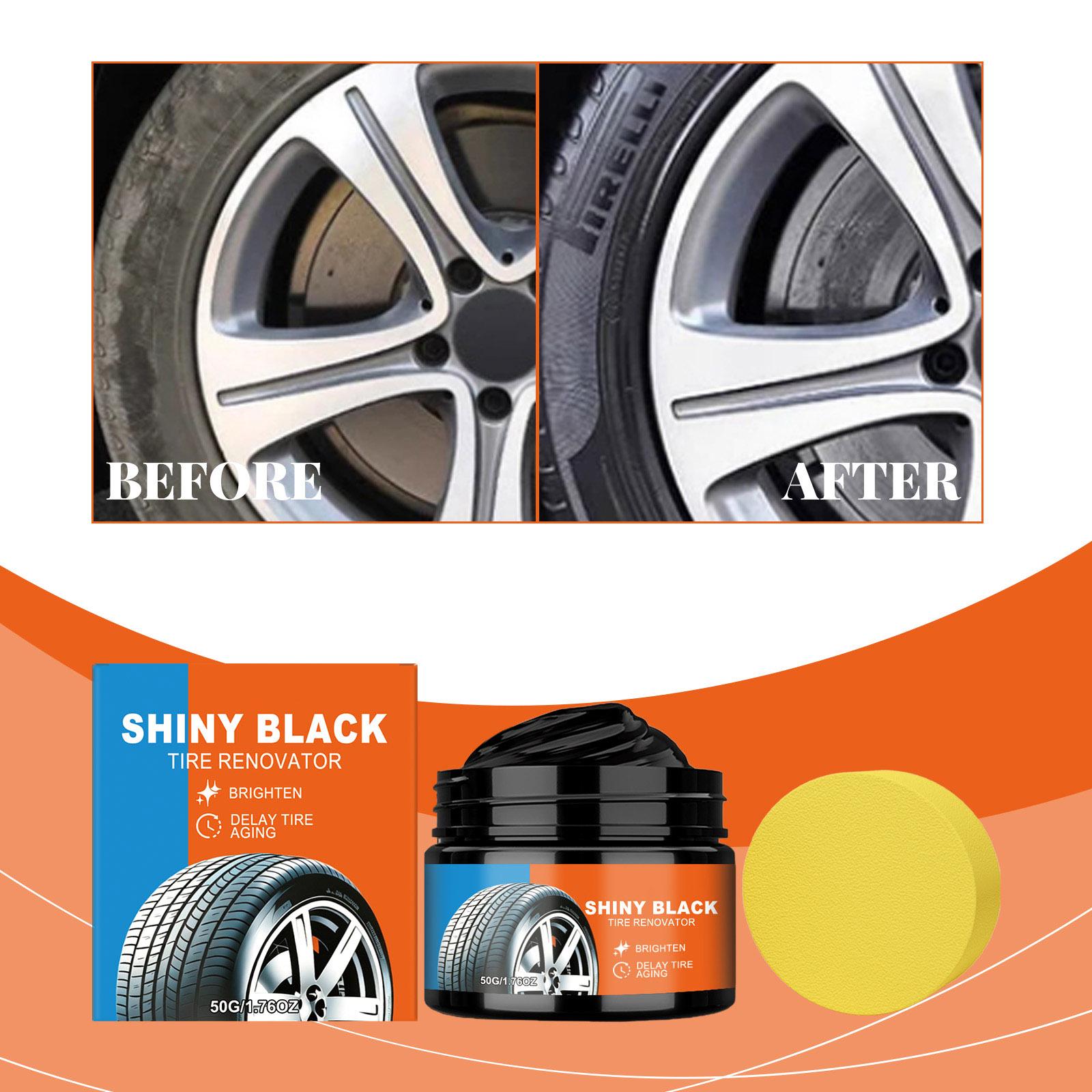 

0g Car Tire Polishing Paste (Includes Sponge) — Multi-Purpose Maintenance Cream & Tire Brightener | Promotes Safe Driving | Stains | High-Gloss Finish One Size