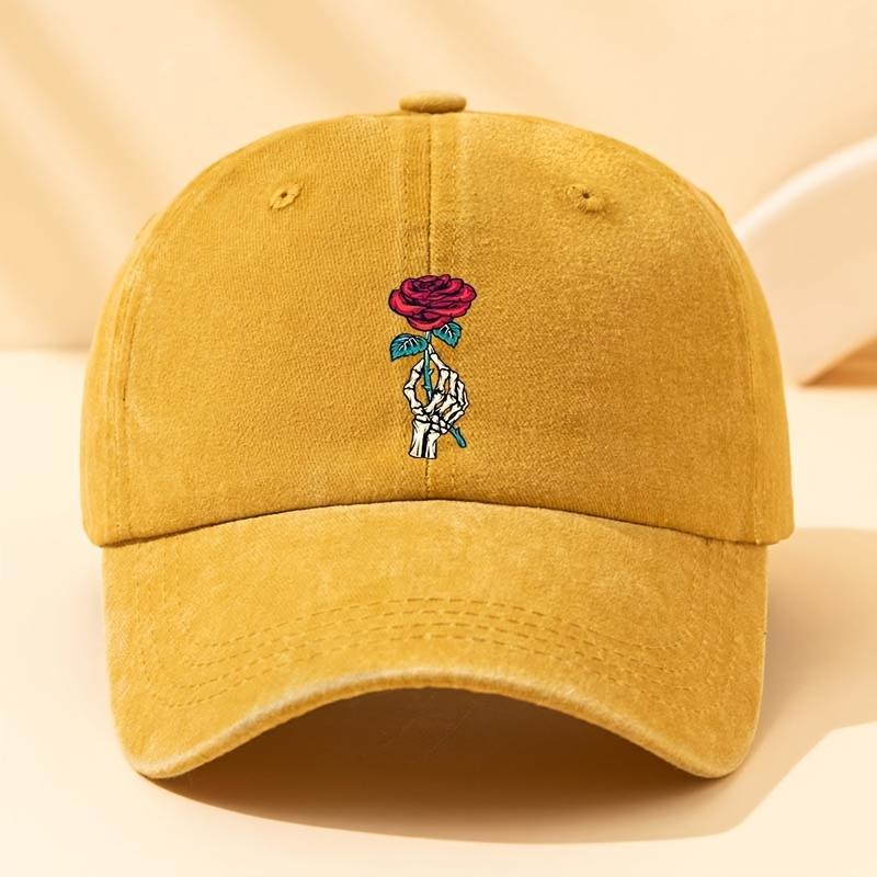 Fashionable rose printed baseball cap, multifunctional outdoor casual duckbill cap Adjustable жёлтый