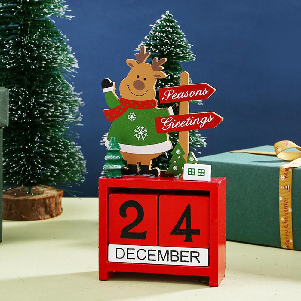 1pc Christmas Advent Countdown Calendar Desk Decoration Wooden Calendar Ornament Christmas Present