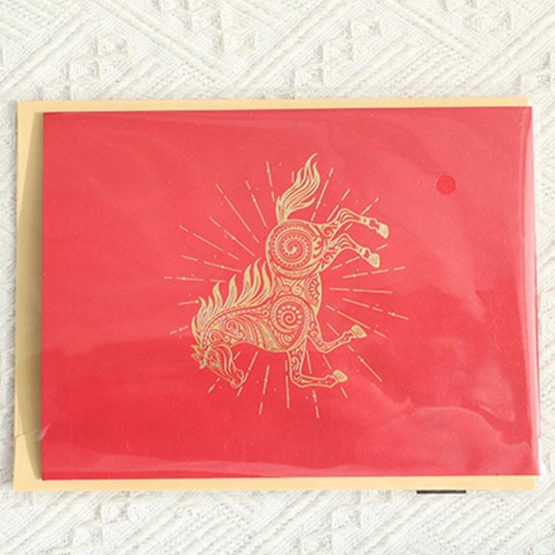 

2026 New Year Festive Greeting Card With Popup Design And Gold Foils Embossing China Mainland