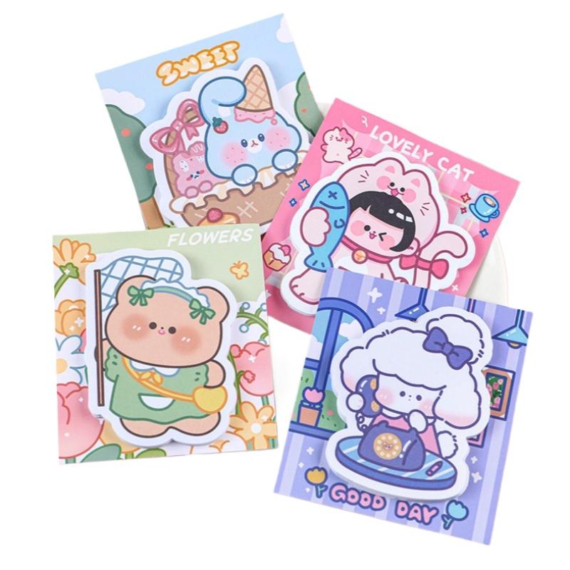 Office School Supplies Bear Special Shaped Sticky Note Student Cartoon Message Paper Girls Handbook Cute Kawai Stationery Gift