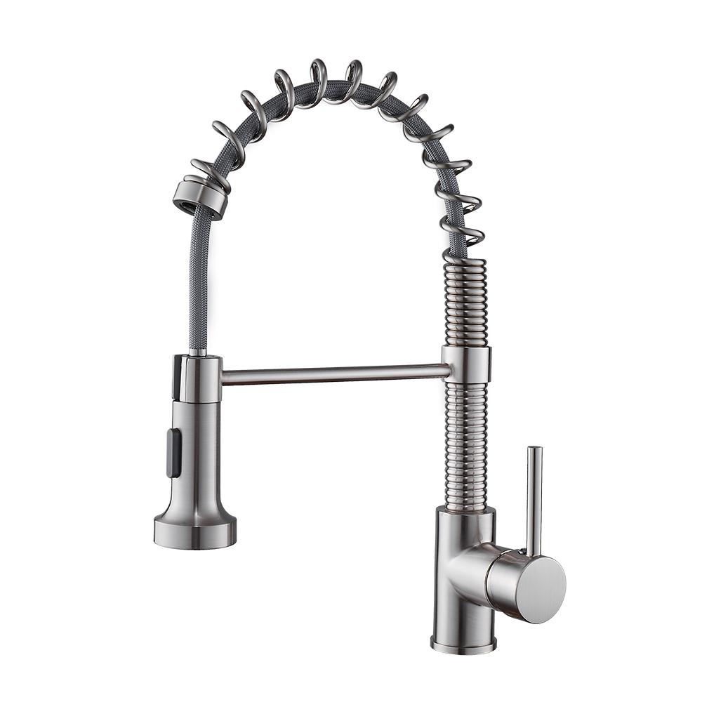 

Tuqiu Spring Pull Out Kitchen Faucet Nickel Pull Down Kitchen Sink Faucet luxury Hot & Cold Total Brass Kitchen Mixer tap