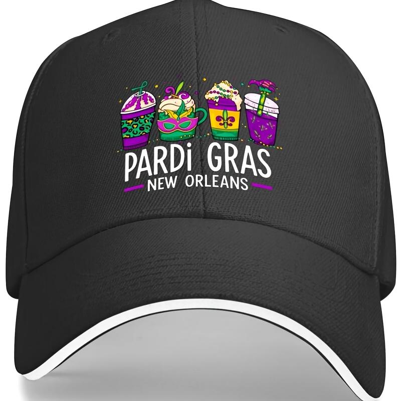 Pardi Gras New Orleans Drinks Graphic Baseball Cap Polyester Casual Adjustable Adult Hat