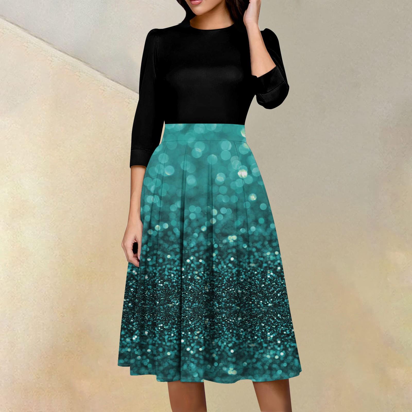 

Женское повседневное и модное платье с цветочным принтом, рукавом 3/4, карманом и молнией сзади XL