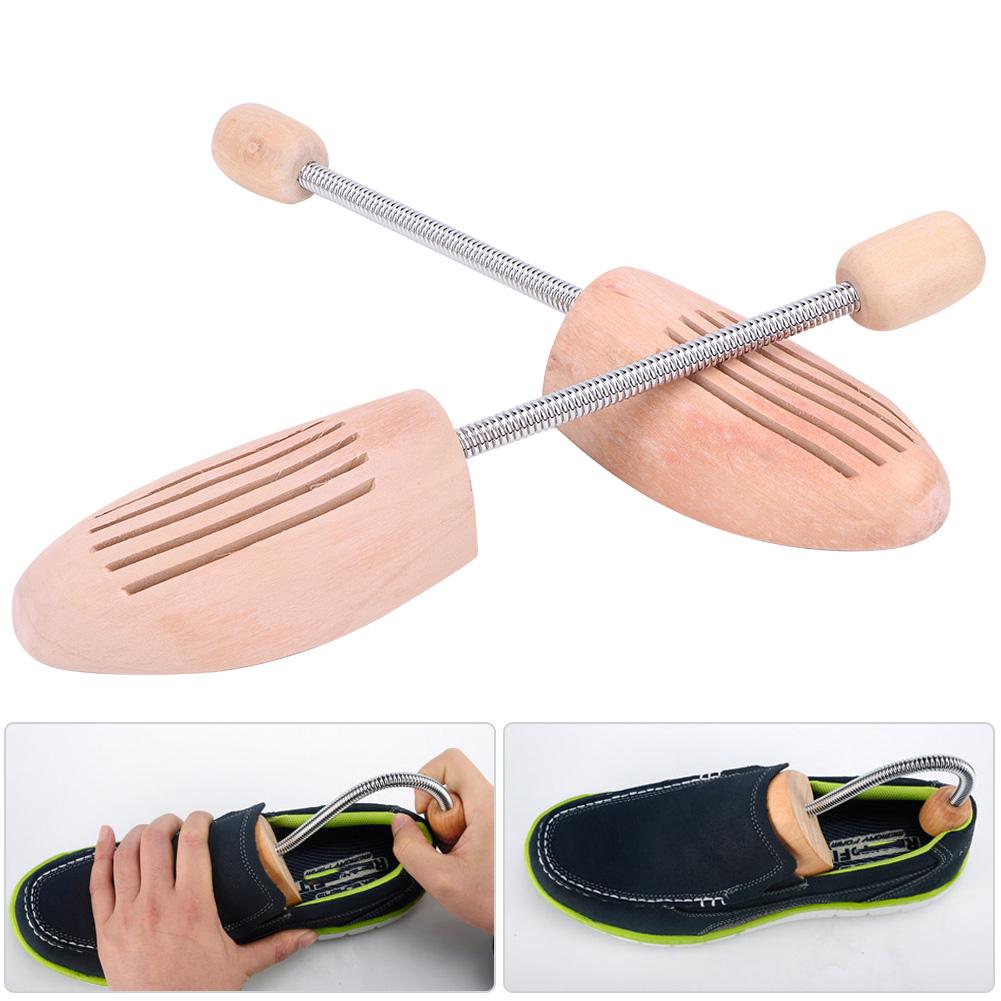 2Pcs Wood Anti Deformation Anti Wrinkle Women Men Shoe Tree   with Spring Column(35 36)