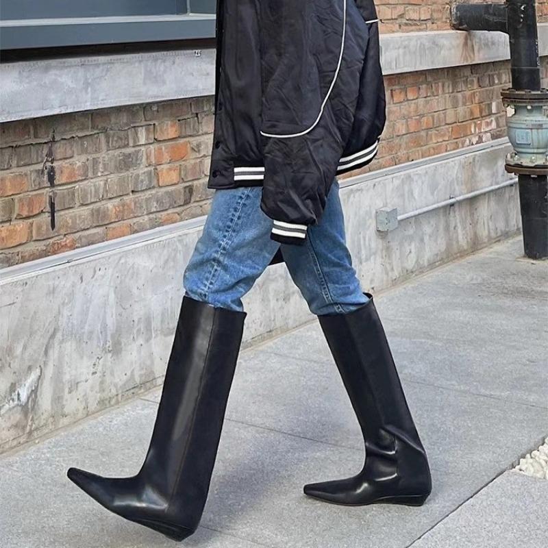 Pointed-toe Shoes, Retro High Boots, Women's Height-increasing and Slimming Boots, Knee-length Long Boots