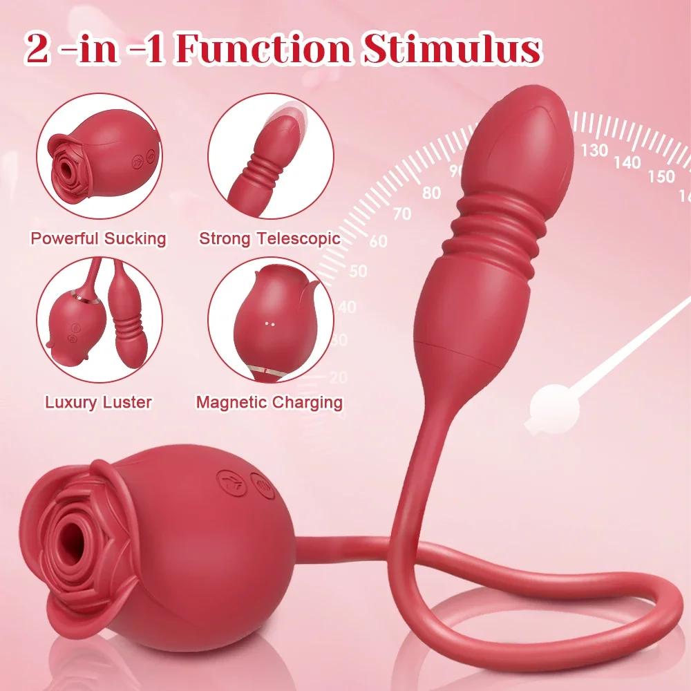 Rosen-Saugvibrator für Frauen Klitoris-Stimulator G-Punkt Stoß-Dildo Vibrator Weiblicher Masturbator Massage Erwachsenes Sexspielzeug