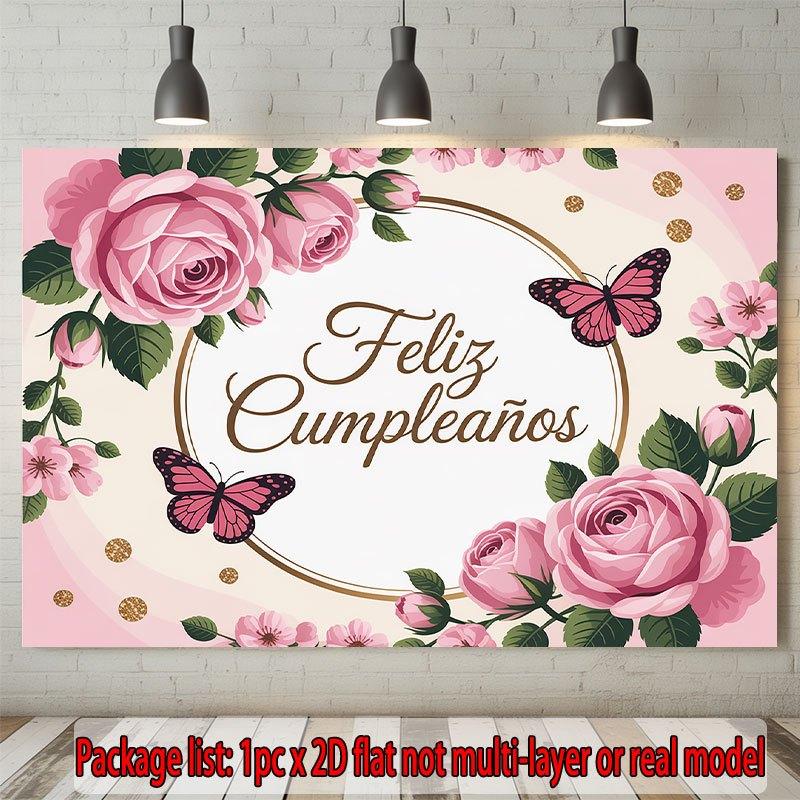 Party Backdrop Floral Flat Feliz Cumpleaos Events Wedding Coming Ceremony Four Photo Booth Background Front Door Decor
