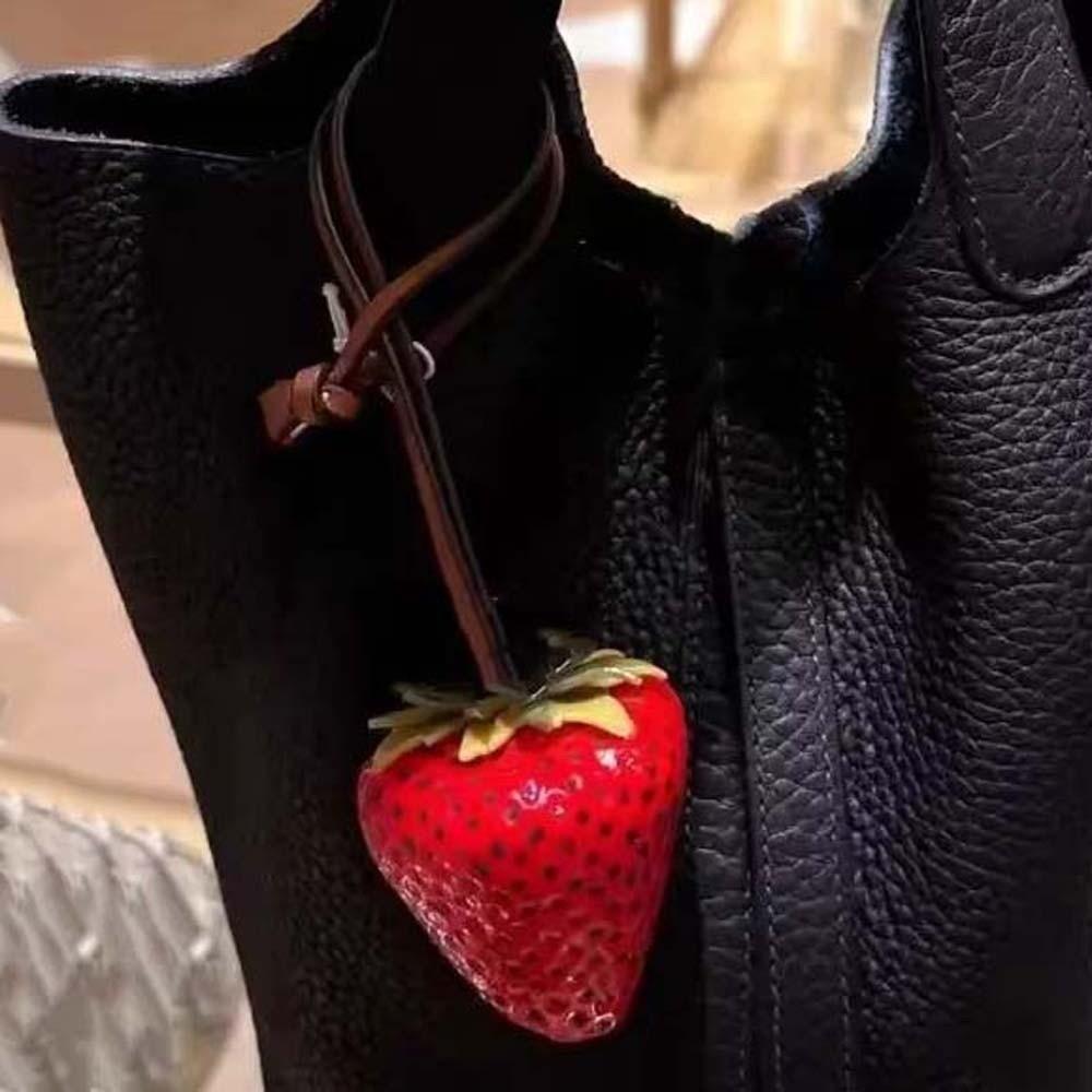 Elegant Versatile Bag Charm 3D Red Resin Fruit Pendant Bag Accessories Strawberry Key Ring  Friends