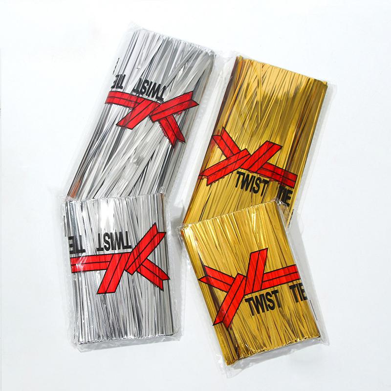 Simple Wrapping Packaging Rope for Candy Bag Baking Sealing Ties Wedding Party Supplies High Quality Gold Silver Lollipop Cake Bag 100Pcs Home New