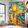 Sunflower Pattern Shower Curtain, Bathroom Shower Waterproof Curtain with 12 Hooks, Fish Shaped Home Decoration, Free Delivery
