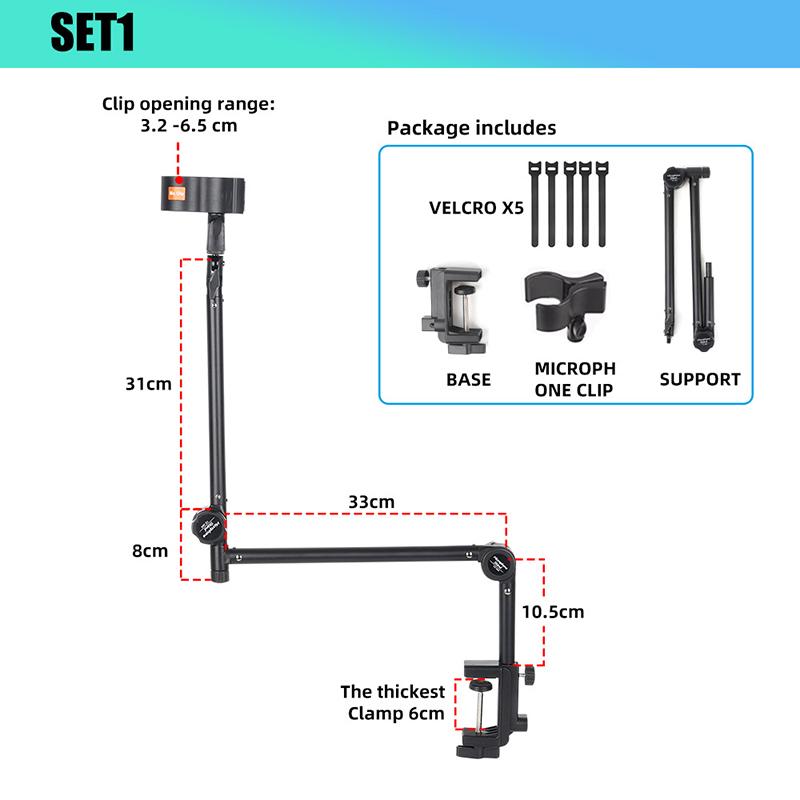 

Microphone Boom Arm Stand Desk Adjustable Microphone Holder Mount For Gaming Podcasting Streaming Recording Mic Extended Riser