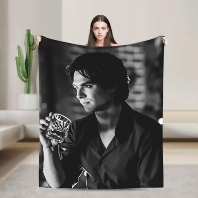 Warm Soft Blankets Travel Office Damon Salvatore Bedding Throws  Flannel Bedspread For Home Decor Novelty Sofa Bed Cover