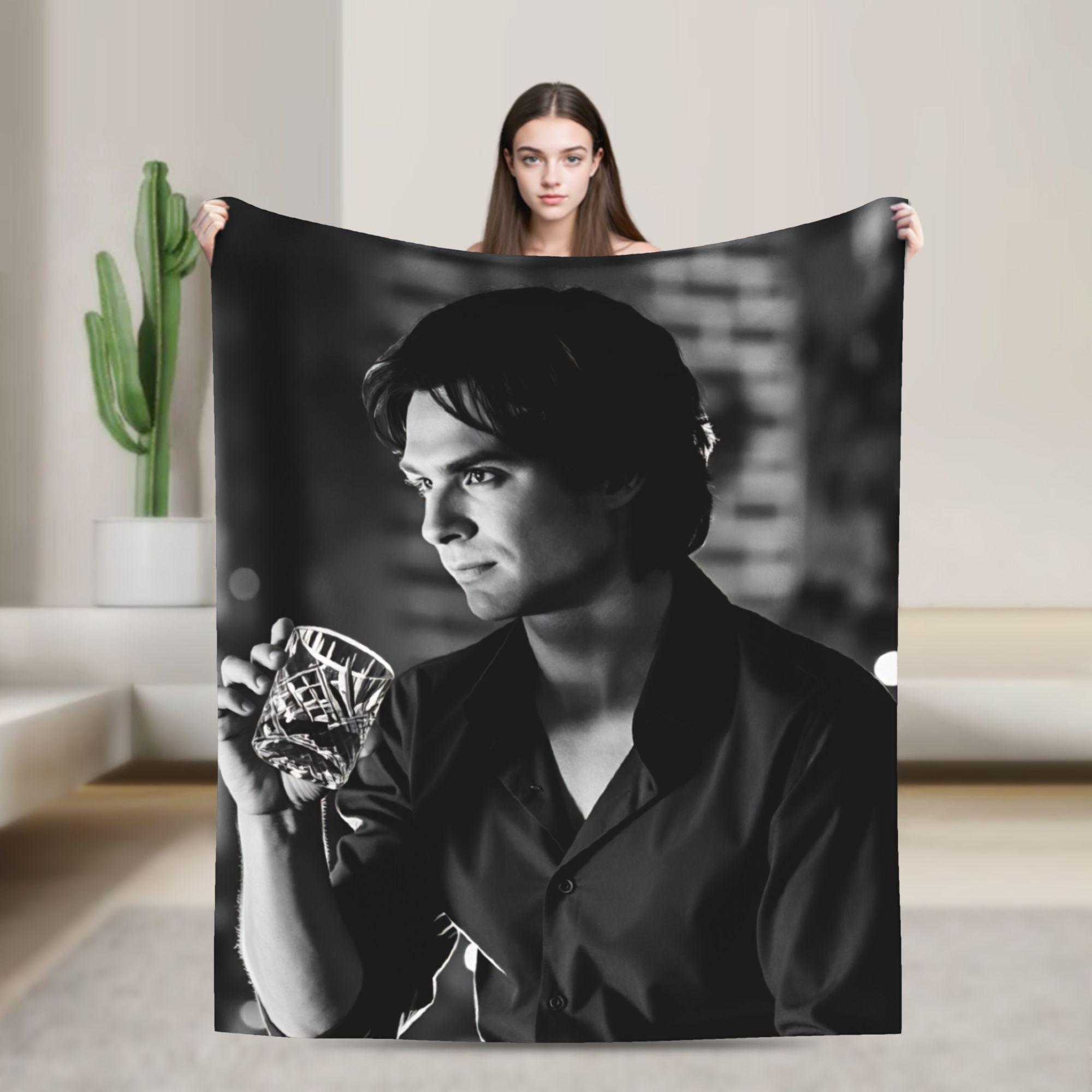 

Damon Salvatore Blanket Picnic Flannel Throw Blanket For Bedroom Warm Soft Design Quality Bedspread Gift 75x90cm