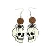Hot Selling Retro Halloween Wooden Skull & Pumpkin Earrings