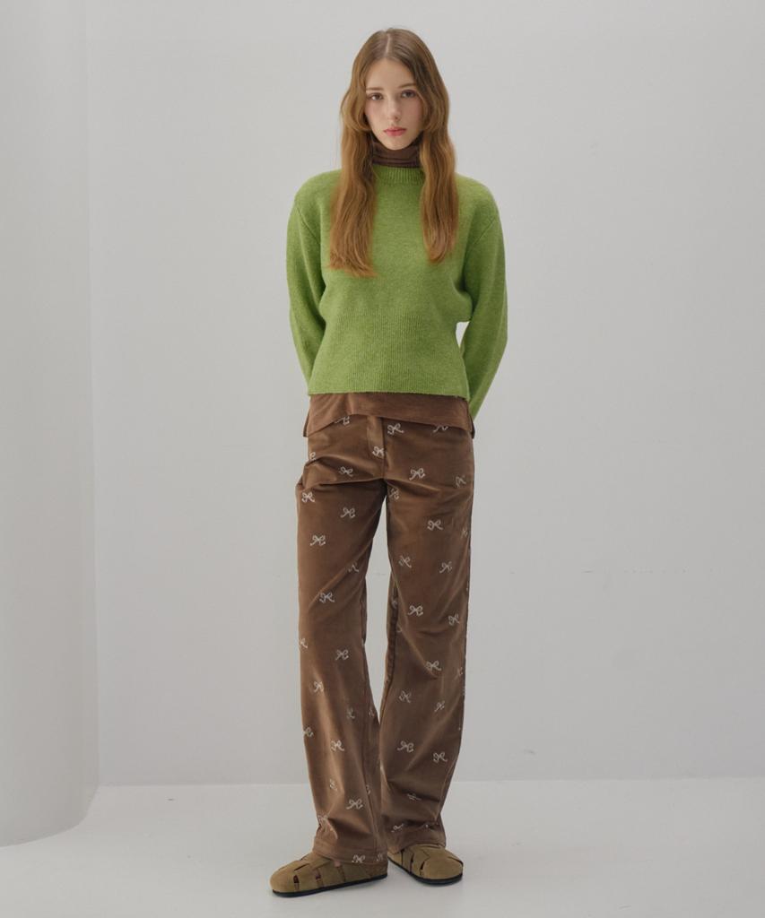 Okuka Ribbon Corduroy Straight Pants_Brown