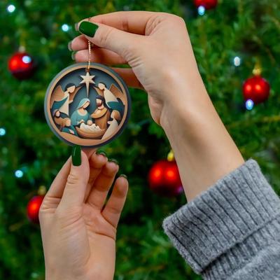 Creative Acrylic Painted Nativity Pendant Decoration Hangable Christmas Tree Ornaments Home Decor
