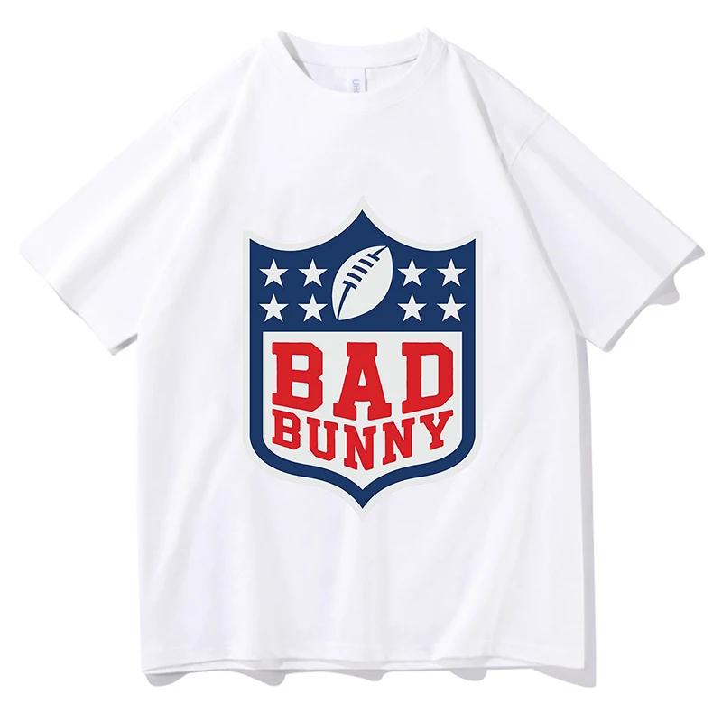 Bad Bunny Super Bowl 2026 Tshirt Summer Short Sleeve Men Oneck Tshirts Pure Cotton Unisex Aesthetic Streetwear Print Tees Tops