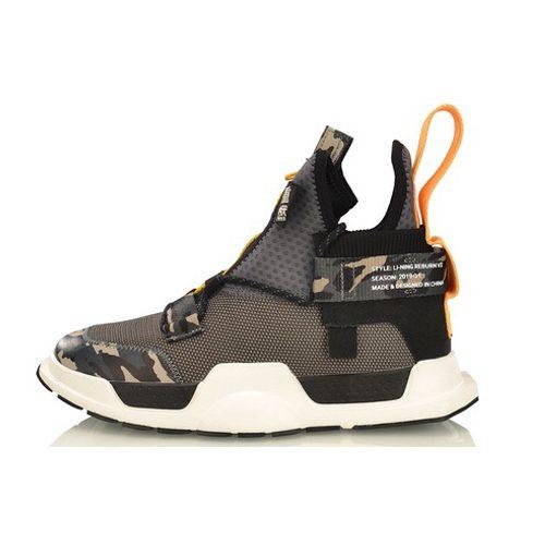 Li Ning Reburn Ws Slip Resistant Lightweight Non slip Lightweight Mid top Vintage Basketball Shoes Unisex Camouflage AGBP028-2