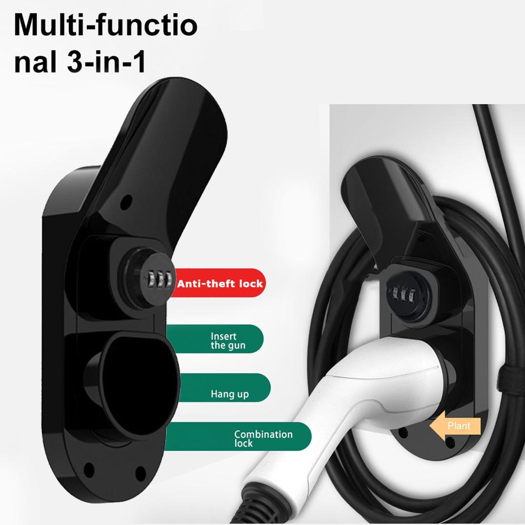 Universal Type 2 EV Charger Cable Holder with Lock Electric Vehicle Wall Mount Charging Cable Organizer Wall Mount Dock For Type