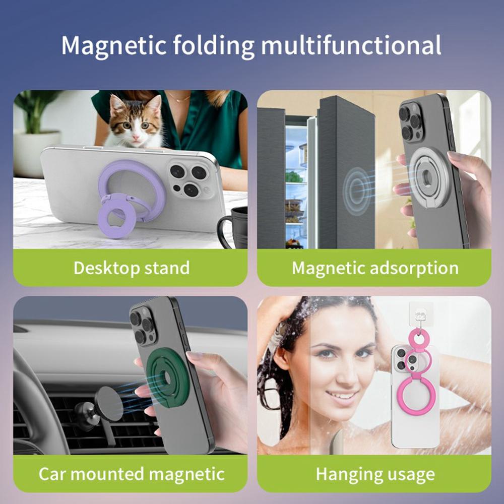 360 Degree Rotation Magnetic Phone Holder Grip Ring Kickstand Foldable Metal Stand