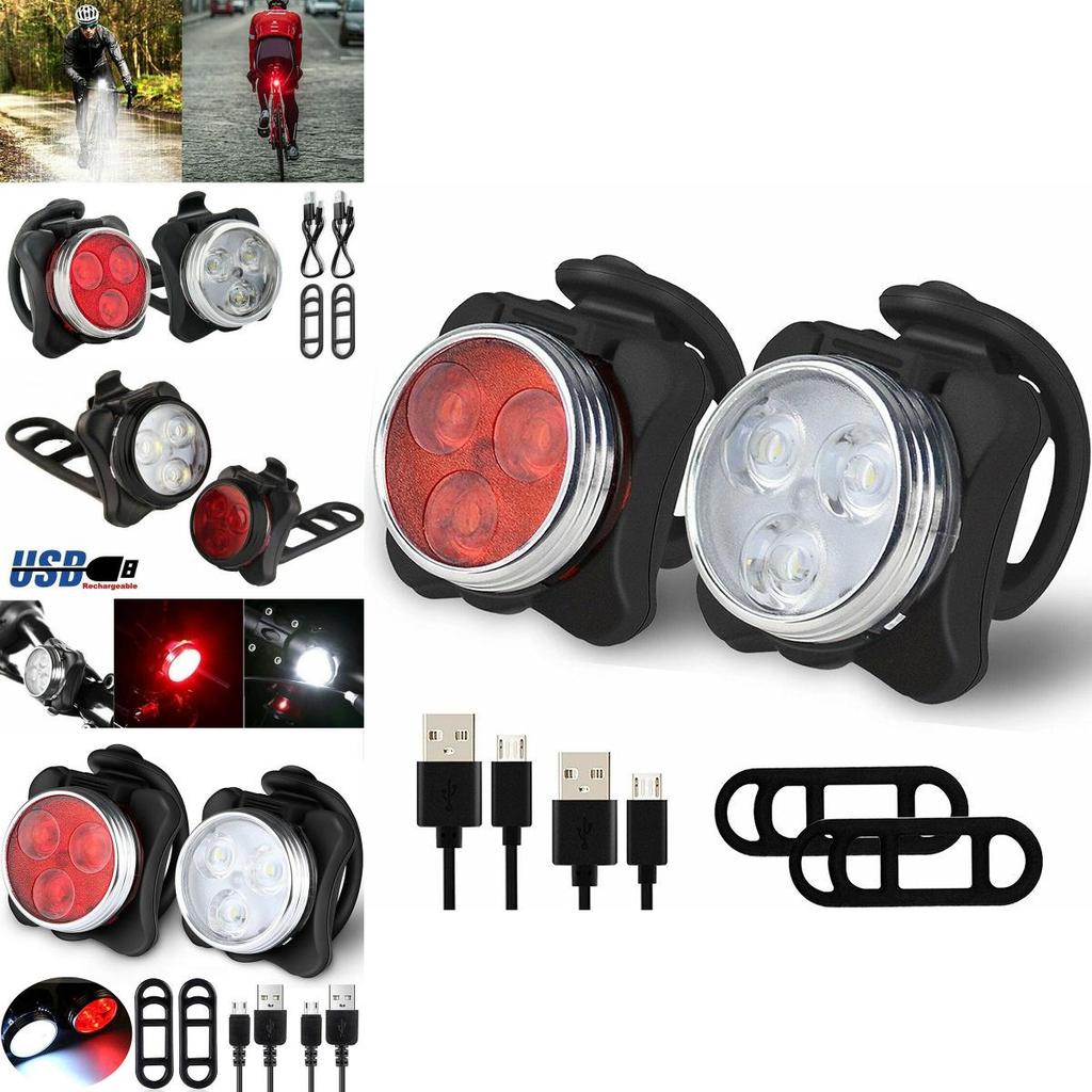 Usb Rechargeable Waterproof Ipx4 Bike Light Set For Safe Night Riding**