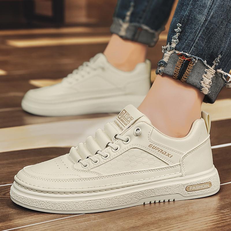 Men Shoes  New White Fashion Sneakers Comfortable Leather Casual Flats for Male Plus Size Youth School Skateboard Sneakers