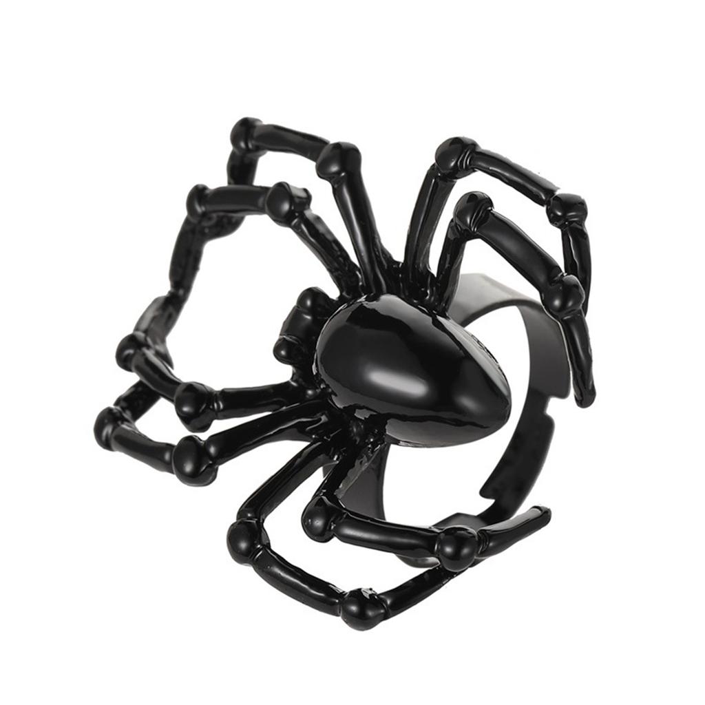 Gothic Spider Rings For Women Men Charm Punk Aesthetic Couple Halloween Jewelry Retro Cool Black Spider Webs Animal Finger Ring