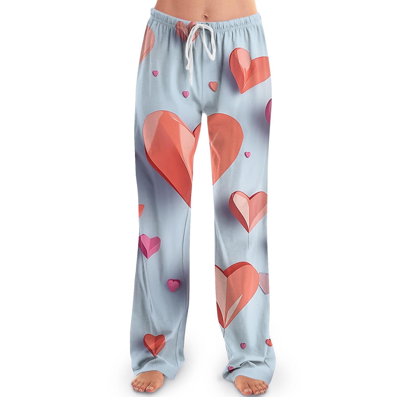 

Женские пижамные штаны, одежда для сна, повседневные брюки с эластичной резинкой на талии, удобные прямые свободные брюки для йоги L горячий розовый