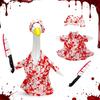 Halloween Porch Goose Outfit, Blood Goose Clothes with Hat & Knife, Horror Style Goose Costume for Haunted House Party Favors