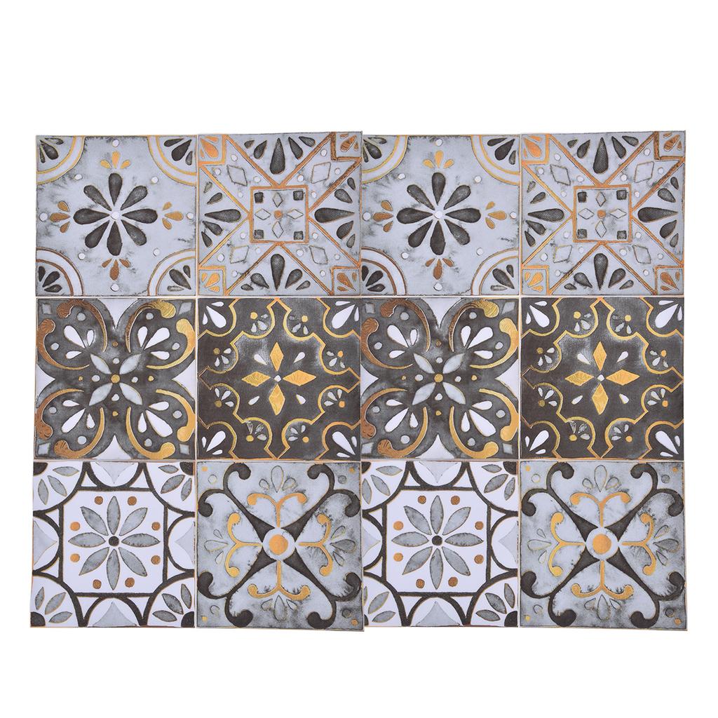 2Pack Floor Tile Stickers Self Adhesive Ceramic Tile Decor Waterproof Vintage Retro Style for