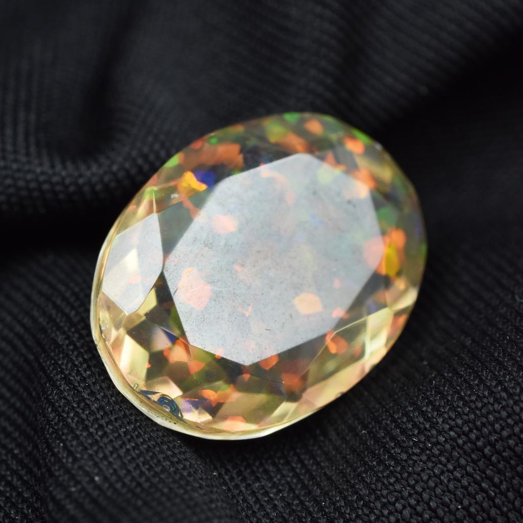 Lab-Created Opal Loose Gemstone Multicolor Oval Cut 11.55 ct Ethiopian October Birthday Birthstone