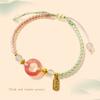 Chinese Style Ethnic Style Peace Buckle Braided Bracelet Girl Heart Beaded Hand Strap Bestie Bracelet Jewelry Accessory Gift
