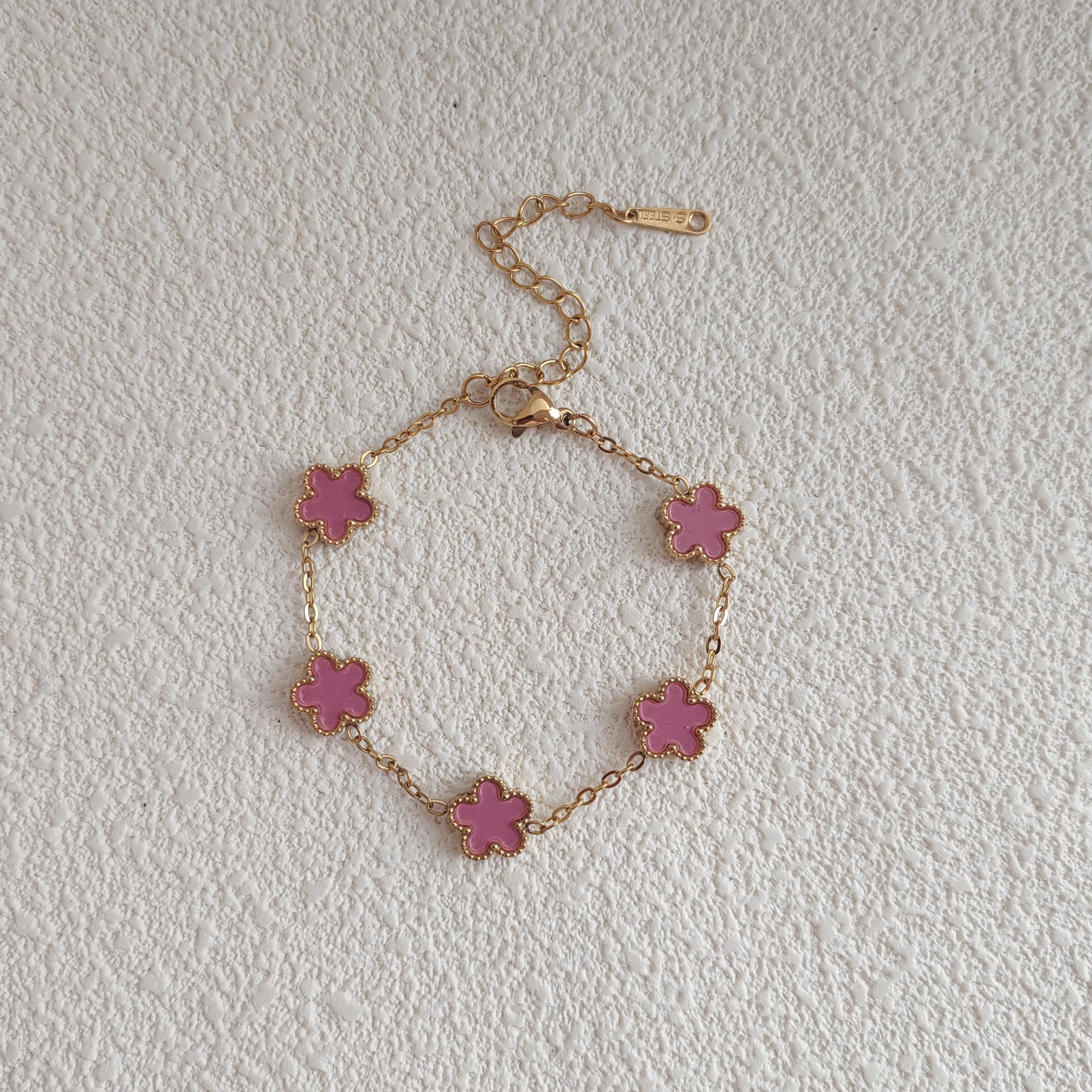 Мужские браслеты 9 мм Двусторонние цветы Роскошный женский браслет Рождественские подарки Браслет из нержавеющей стали Женский Парный Клевер 16.5cm