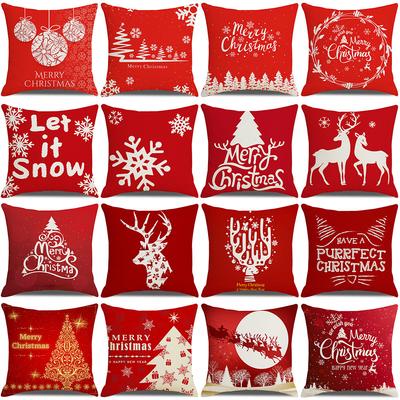 Customizable Christmas Theme Red Elk Christmas Tree Pillowcase Cushion Cover Cushion Cover Pillowcase Home
