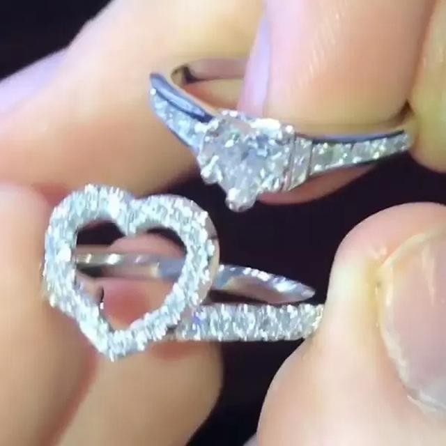 

2 шт./набор эстетических колец в форме сердца для женщин, ослепительное кольцо с фианитами, отличительные аксессуары для невесты, ювелирные изделия в подарок 10