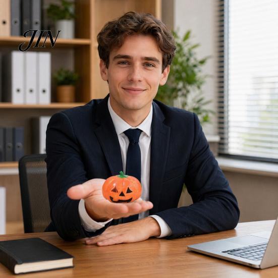 Kürbisform Quetschspielzeug Halloween Stressabbau Spielzeug, Gruseliger Kopf Klar Glitzer Zuckerball, Partygeschenke