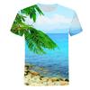 3D Printed Seaside Scenery T-Shirt Men Ocean Beach Pattern Tees Summer Harajuku Loose Round Neck Tops Short Sleeves T Shirts