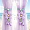2Pcs Tulip Flower Curtain Tie Band Soft Cloth Curtain Holder Romantic Seaside Atmosphere Window Decor Strap Home Living Ornament