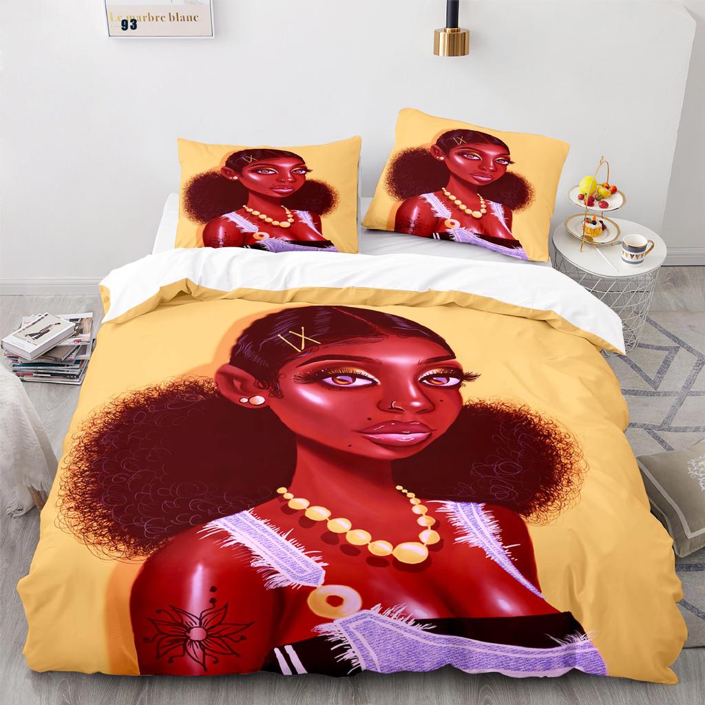 Home Textile Girl Quilt Cover Digital Printing Three-Piece Set 3D