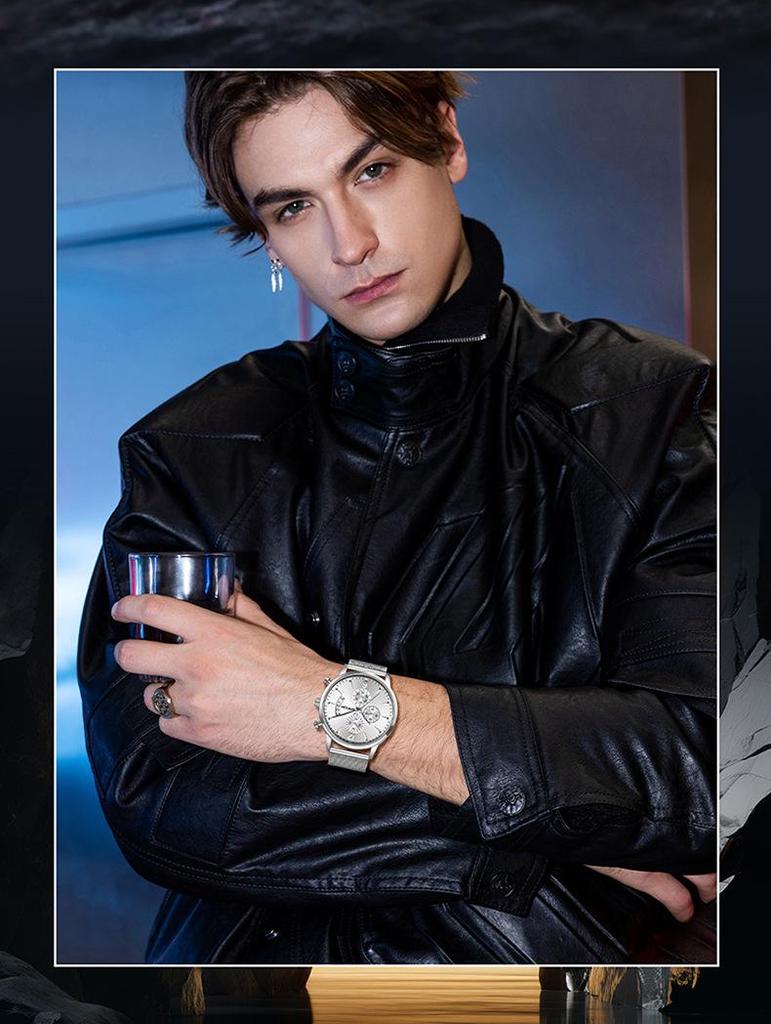 Sanda Retro Men's Waterproof Quartz Wristwatch with Small Seconds and Calendar - Fashionable Steel Band.